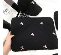 Seanai 13-14 inch Cute Bow Laptop Sleeve Case, 13.3 inch Puffy Laptop Sleeve Bag Compatible with MacBook Air 13.6 / Pro 13 14, HP Acer Dell ASUS, Computer Bag Multi-Layer Protective Structure, Black