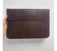 Seanai 15-16 inch Crocodile Leather Laptop Sleeve Carrying Bag with Stand | Water-Resistant PU Computer Case with Magnetic Closure for MacBook Air 15/Pro 16", HP Dell &Most 15-16" Notebooks. Dark Brown