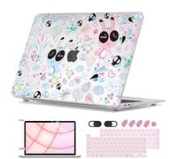 Seanai for M2 MacBook Pro 13 Inch Case 2025-2016 M1 A2338 A2289 A2251 A2159 A1989 A1706, Pattern Hard Shell Case Keyboard Cover Screen Flim for Mac Pro 13 Touch bar & Touch ID, Rabbits & Butterflies