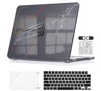 Seanai for MacBook Neo 13 inch Case 2026 A3404 A18 Pro Chip, Plastic Hard Shell Pattern Case with Shortcut Sticker, Webcam Privacy Cover, Keyboard Cover & Screen Protector, Guitar & Music Symbol