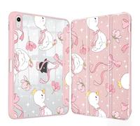 Seanai Leather Cover Multi-Angle Viewing Protective Stand for iPad A16 11th Generation 11 inch 2025, iPad 10th Generation 10.9 inch 2022, Clear PC Back Shell, Auto Wake/Sleep, Pencil Holder, Bow&Swan