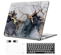 Seanai Protective Case Compatible with 2095 Microsoft Surface Laptop 13 inch Touchscreen 2025 Windows 11 Copilot+ PC, Hard Shell Case&Keyboard Cover&Screen Film, Marble Golden Patterns