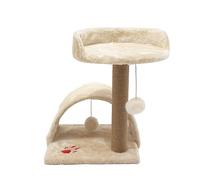 SEANANBO Cat Tree with Scratching Post, Plush Perch & Hanging Ball, 11 lbs Load Capacity Cat Tower for Indoor Cats, Easy Assembly Modern Beige Pet Furniture for Home Decor