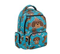 SEANATIVE 17 Inch Backpack for Kids Cute Dachshund 600D Breathable School Bag with Multi-Pockets for Elementary Ages 9-12