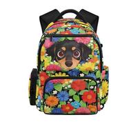 SEANATIVE 17 Inch Personalized Backpack for Girls with Name, Dachshund Dog School Bag for Ages 9-12, Cute Backpack with 600D Breathable & Pockets