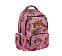 SEANATIVE 17 Inch Personalized Backpack for Girls with Name, Dachshund School Bag for Elementary Ages 9-12, Adorable Lightweight Backpack with 600D Breathable & Pockets