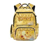 SEANATIVE 17 Inch Personalized Backpack for Girls with Name, Sunflower Axolotl Lightweight School Bag for Ages 9-12, Breathable 600D & Multi-Pockets for Elementary