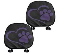 SEANATIVE 2 Pack Headrest Covers for Dog Paw Print, Cute Auto Head Rest Cover Comfortable Headrest Protector Universal Fit Car SUV Truck