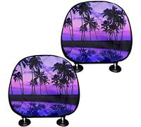 SEANATIVE 2Packs Car Front Seat Headrest Covers Universal Fit Sedan/SUV/Interior Decor Bucket Seat Head Rest Cushion Pad,Hawaii Cocount Tree