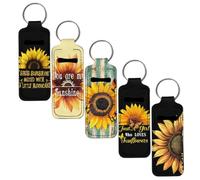 SEANATIVE 5 Pcs Lipstick Keychain Holder Lip Balm Holder Keychain Clip on Sleeve Chapstick Lip Gloss Holder Travel for Women, Sunflowers, One size