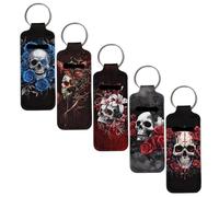 SEANATIVE 5 Pcs Women's Chapstick Holder Keychain Clip-on Sleeve Chapstick Pouch Keychains Lipstick Holder Lip Balm Holster