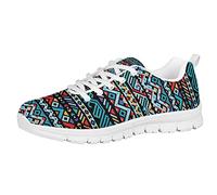 SEANATIVE African Tribal Design Women Men Running Shoes Mesh Flats Sneaker Hiking Shoes Size 39