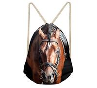 SEANATIVE Animal Horse Drawstring Backpack Bag Sackpack Cinch Tote Sports String Rucksack Gym Yoga Bags for Travel Beach Holiday