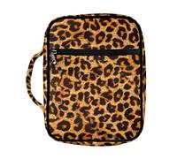 SEANATIVE Animal Leopard Print Bible Cover for Women Men Portable Study Bible Handbag Book Carrying Case Multifunction Church Bag,Brown