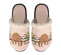 SEANATIVE Animal Sloth Flower Design Slippers for Women Soft Plush Fluffy Warm House Slippers Cozy Indoor Slippers