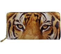 SEANATIVE Animal Tiger Face Long Wallet for Women Slim Purse PU Leather Clutch Zip Around Cards Phone Holder