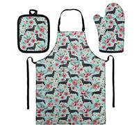 SEANATIVE Aprons with Pocket Heat Resistant Gloves Non-Slip Grip Pot Holders for Kitchen Cooking Baking,Heat Resistant, Lightweight Oven Mitts