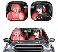 SEANATIVE Australian Kelpie Print Sun Shade Car Front Window Sunshade 2 Pieces Set Blocks UV Ray Glare Protector Visor