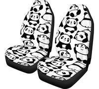 SEANATIVE Auto Seat Cover White Panda Design Car Interior Decoration Protector 2 Pcs Seat Cushion Pad