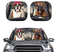 SEANATIVE Auto Sunshade Set of 2 Pieces Boxer Dog Print Funny Windshield Sun Shade Car Front Window Sun Visor,Sun and Heat Reflector