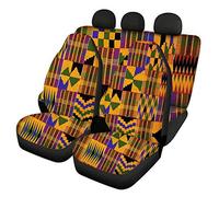 SEANATIVE Auto Universal Seat Accessories African Traditional Printed Car Seat Covers Elastic Bucket Seat Cushions Retro Style Seat Protector Cover 3Pieces