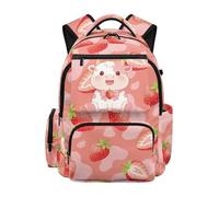 SEANATIVE Axolotl Kids Backpack for Girls 17 Inch Lightweight School Bag, 600D Tear Resistant with 6 Pockets & Padded Tablet Sleeve, Soft Bookbag for Grades 3-6