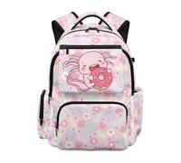SEANATIVE Axolotl Kids School Backpack for Girls 17 Inch Sunflower Cute School Bag, Lightweight Elementary Backpack with Padded Laptop Sleeve & Multi-Pockets for Grades 3-6 Ages 9-12