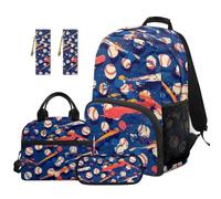 SEANATIVE Baseball Backpack Set of 5 Fashion 17 Inch Soft Backpack with Lunch Bag Pencil Pouch for 9-12 Years Old Elementary to Middle School Gift for Son