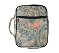SEANATIVE Bible Cover Bible Holder Case with Handle Vintage Flowers Design Scripture Book Protective Bag Zipper Bible Storage Pouch