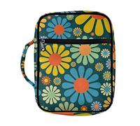 SEANATIVE Bible Cover Case Colorful Hippie Flower Print Bible Holder Scripture Carrying Case with Zipper Pocket for Women Men