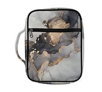 SEANATIVE Black Grey Marble with Gold Line Print Stylish Large Bible Cover with Zipper Pocket Bible Holder Case Church Tote Bag for Women Men