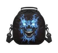 SEANATIVE Blue Lightning Skull Lunch Bag Insulated Lunch Box,Reusable Lunch Cooler Bags,Waterproof Lunchbag, Foldable Tote Bag for Women, Men, Kids and Students Travel Picnic School