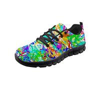 SEANATIVE Breathable Casual Sport Shoes Watercolor Pigment Print Women Fashion Sneaker Walking Shoes Running Shoes Size 37