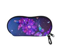 SEANATIVE Butterfly Floral Sunglasses Case Organizer Glasses Storage Case Makeup Pouch with Belt Clip for Women Girls