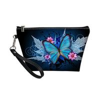 SEANATIVE Butterfly Flower Design Organizer Cosmetic Bags Zipper Makeup Bag Porable Toiletry Brush Pouch for Women Ladies