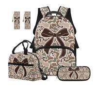 SEANATIVE Camo Hunting Bow Backpack Set 5 Pcs Fashion 17 Inch Waterproof Backpack with Lunch Bag Pencil Pouch for 9-12 Years Old Middle School Cute Kids School Bags