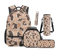 SEANATIVE Camo Hunting Duck Backpack Set 5 Piece Large Capacity Multifunctional Backpack with Lunch Box Pencil Pouch for Kids Preschool to Middle School