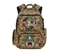SEANATIVE Camo Hunting Fish School Backpack for Boys Lightweight 17 Inch Bookbag for 9-12 Years Grades 3-6 with 6 Multi Function Pockets & Padded Tablet Sleeve, for Travel