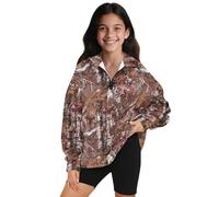 SEANATIVE Camo Hunting Print Girls Quarter Zip Hoodies Sweatshirt for Teen Girls Casual Hooded Pullover Long Sleeve Tops Collared Neck Oversized Tops Fall Winter Athletic Clothes
