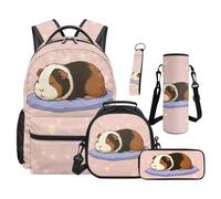 SEANATIVE Capybara Backpack Set of 5 Cute 17 Inch Lightweight Backpack with Lunch Bag Pencil Pouch for 9-12 Years Old Kids Elementary to Middle School