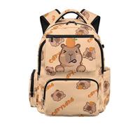 SEANATIVE Capybara School Backpack for Girls 17 Inch Soft Kids Backpack, 600D Tear Resistant & Padded Tablet Sleeve, Cartoon Bookbag for Grades 3-6 Ages 9-12