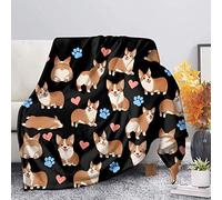 SEANATIVE Cartoon Corgi&Black Blanket for Adult and Kids, Comfort Throw Blanket,Novelty Animal Blanket for Sofa/Couch/Living Room-2XL