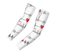 SEANATIVE Cartoon Nurse Heart Design White Arm Sleeve,Womens Sports Compression Arm Sleeves 2 Packs Set Arm Cover Shield-M