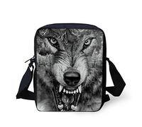 SEANATIVE Casual Grey Wolf Crossbody Bag for Men Gift Mini Shoulder Messsenger Organizer Document Passport