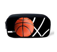 SEANATIVE Children Primary Pencil Case with Basketball Pattern Classic Pencil Holder for Kids Boys Zipper Pen Pouch Bag