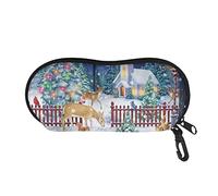 SEANATIVE Christmas Eve Deer Print Eyeglasses Case Zipper Sunglasses Carrying Bag with Clip for Women Girls