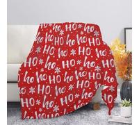 SEANATIVE Christmas Hoho Throw Blanket Fuzzy Fluffy Soft Cozy Blanket Flannel Plush Microfiber Blanket for Couch Bed Sofa, Red Xmas Snowflake Print