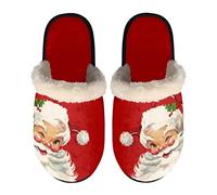SEANATIVE Christmas Slippers for Kids Adults Cute Santa Claus Print Fuzzy House Slippers Lightweight Non-Slip Indoor Slipper