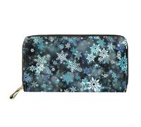 SEANATIVE Christmas White Snowflake Print Women Travel Wallet Zip Around Clutch Leather Card Holder Zipper Coin Purse