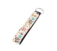 SEANATIVE Colorful Dog Paw Print Wristlet Keychain Women Men Cute Car Keyring Holder Portable Hand Strap Lanyard Key Chain